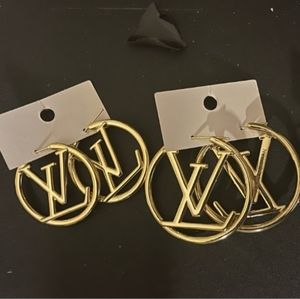 COPY - Gold Faux LV Earrings Louis Vuitton Lucky